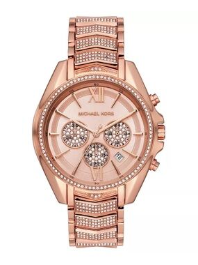 Michael Kors Chronograph Whitney Rose Gold-Tone Stainless Steel Bracelet Watch